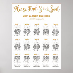Wedding Seating Chart, Calligraphy Custom Colour Poster