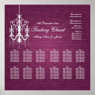 Wedding Seating Chart Chandelier Berry Pink