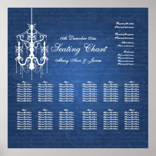 Wedding Seating Chart Chandelier Blue
