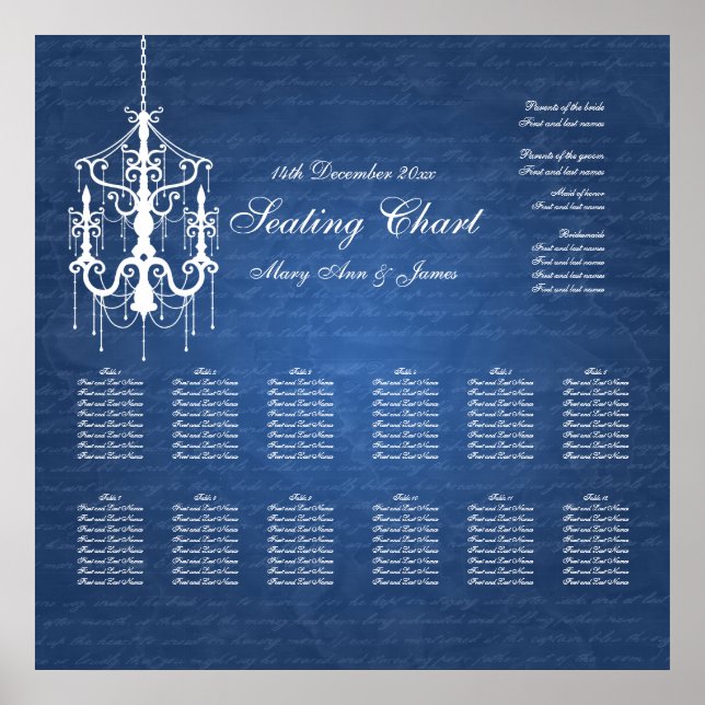 Wedding Seating Chart Chandelier Blue (Front)
