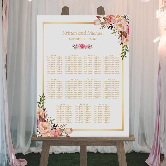 Wedding Seating Chart Elegant Chic Floral Gold (Creator Uploaded)