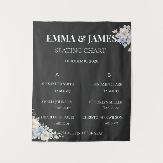 Wedding Seating Chart | Elegant Floral Tapestry (Front)