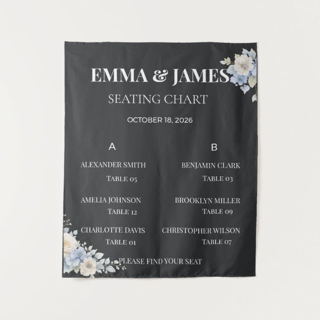 Wedding Seating Chart | Elegant Floral Tapestry (Front)