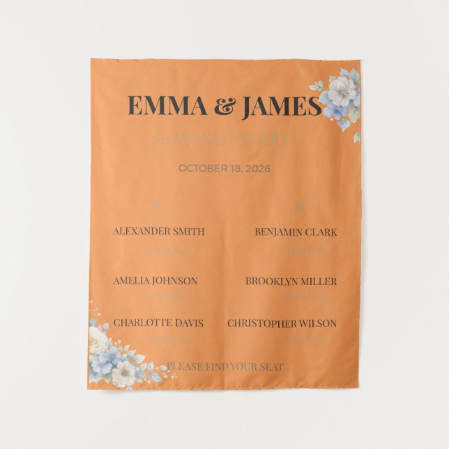 Wedding Seating Chart | Elegant Floral Tapestry (Front)