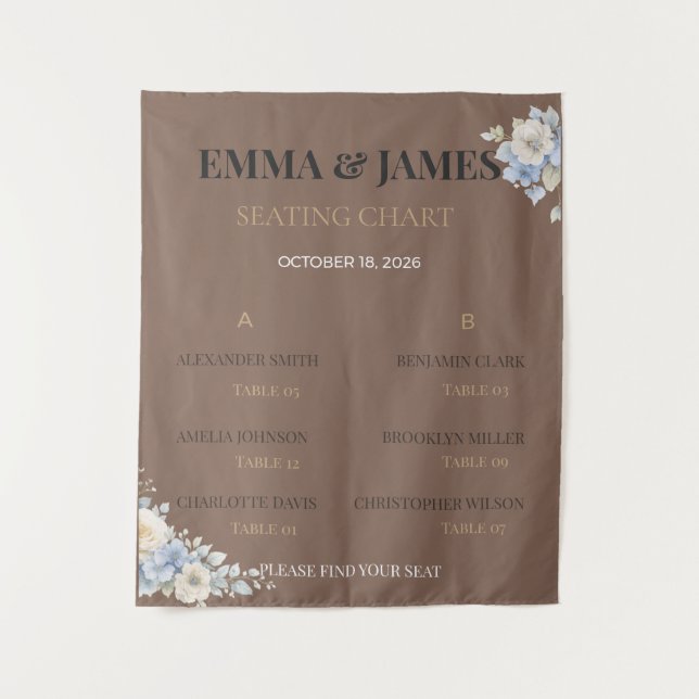 Wedding Seating Chart | Elegant Floral Tapestry (Front)