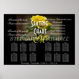Wedding Seating Chart Flower Blossom Monogram Name