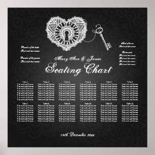 Wedding Seating Chart Key To My Heart Black