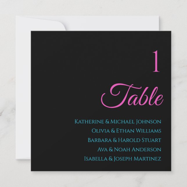 Wedding Seating Chart- Modern Blue and Pink- Invitation (Front)