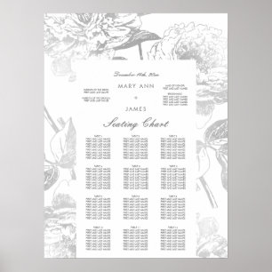Wedding Seating Chart Modern Simple Floral Silver