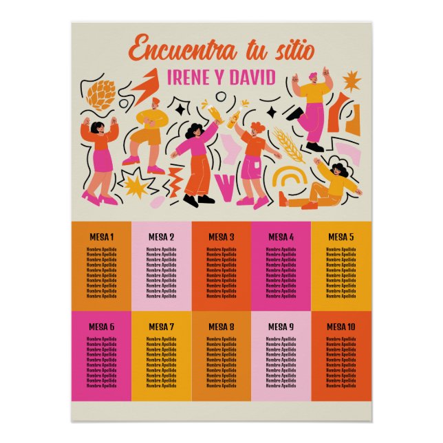 Wedding Seating Chart Nostalgia Party (Front)
