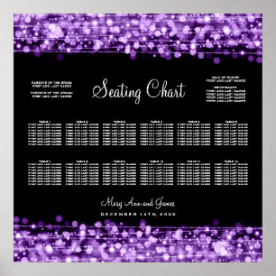 Wedding Seating Chart Party Sparkles Purple