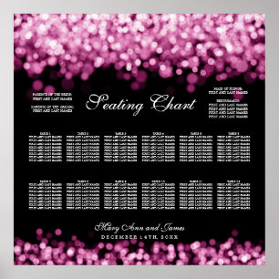Wedding Seating Chart Pink Lights