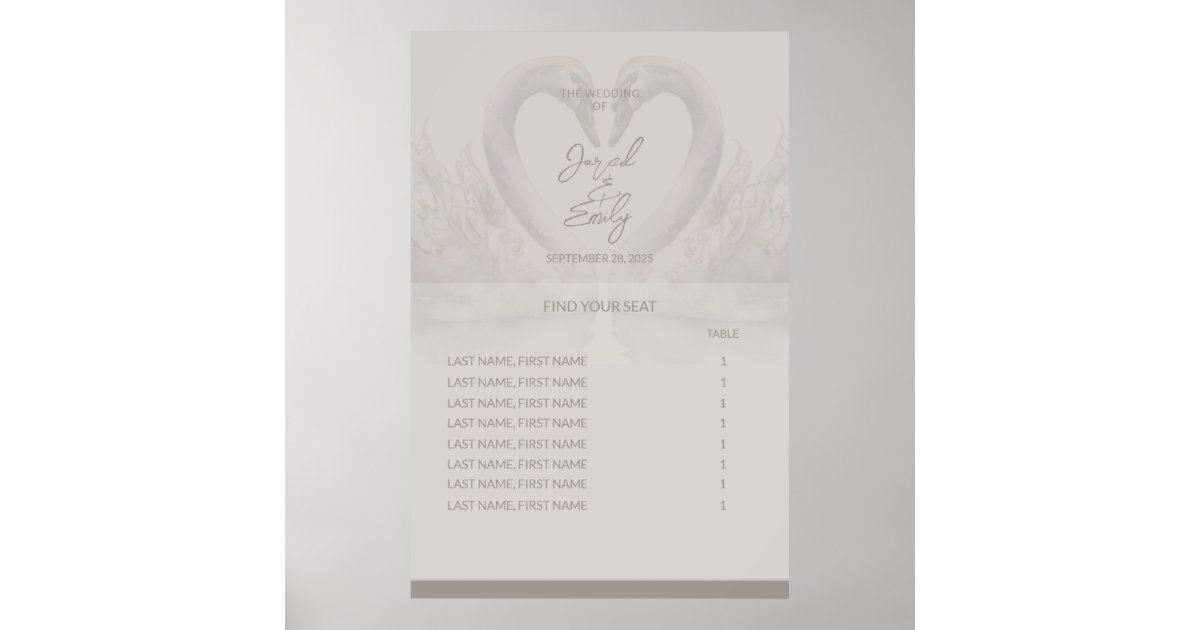 Wedding Seating Chart Poster Zazzle