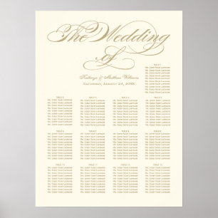 Wedding Seating Chart Poster Gold Calligraphy