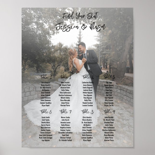 Wedding seating chart poster with photo (Front)