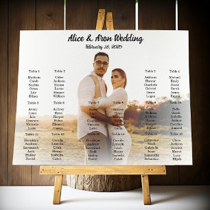 Wedding seating chart poster with photo