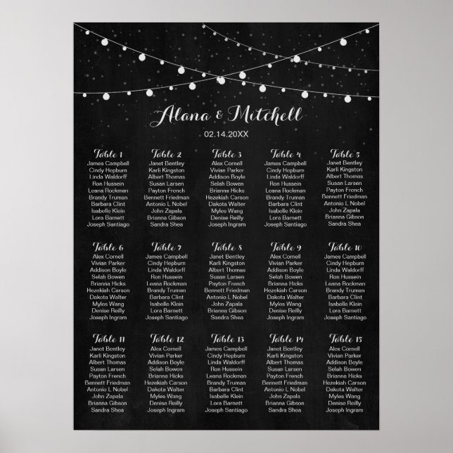 Wedding Seating Chart, Rustic Lantern Wedding Poster (Front)