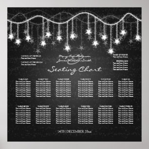 Wedding Seating Chart Shimmering Stars Black
