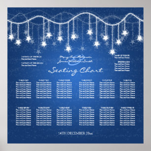 Wedding Seating Chart Shimmering Stars Blue 2