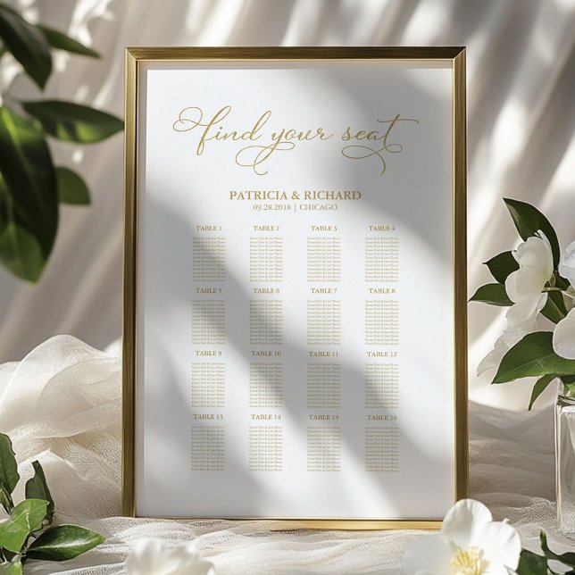 Wedding Seating Chart Sign Elegant Gold Foil (Creator Uploaded)