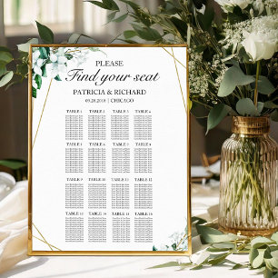 Wedding Seating Chart Sign Geometric Greenery