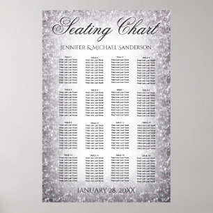 Wedding Seating Chart Silver Glitter