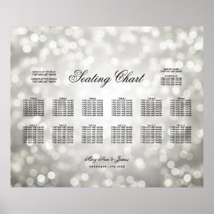 Wedding Seating Chart Silver Glitter Lights