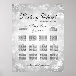 Wedding Seating Chart Silver Winter Wonderland