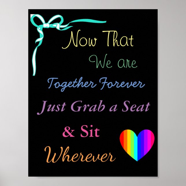 Wedding Seating Chart, Sit "wherever" Poster (Front)
