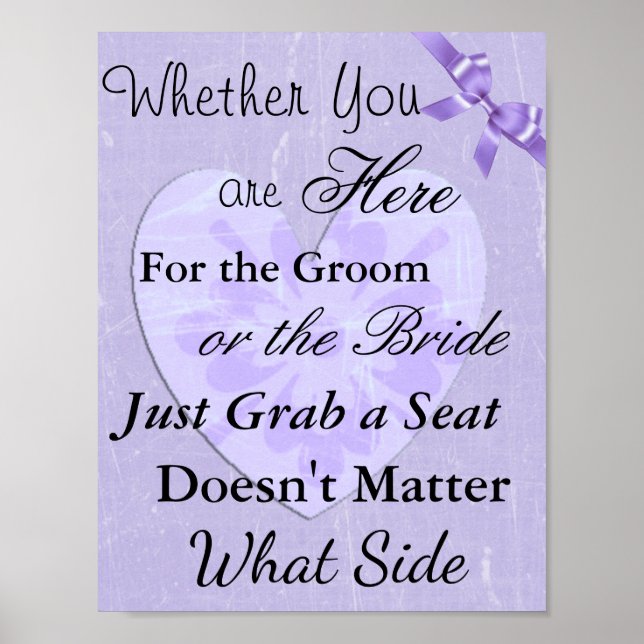 Wedding Seating Chart, Sit "wherever" Poster (Front)
