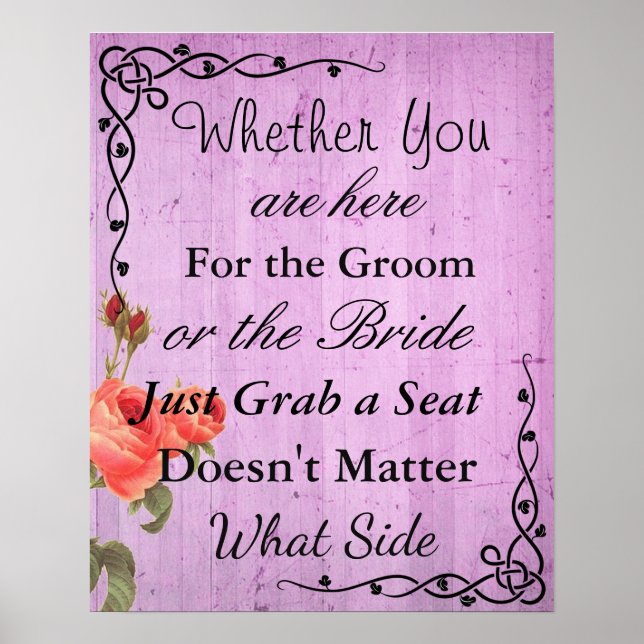 Wedding Seating Chart, Sit "wherever"  Poster (Front)