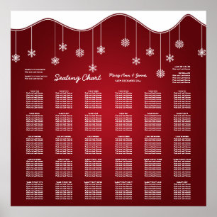 Wedding Seating Chart Snowflake Decoration Red