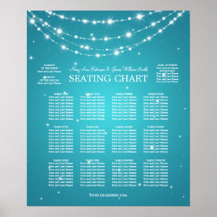 Wedding Seating Chart Sparkling Chain Turquoise