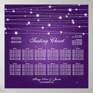 Wedding Seating Chart Sparkling Lines Purple