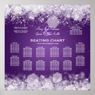 Wedding Seating Chart Sparkling Night Purple