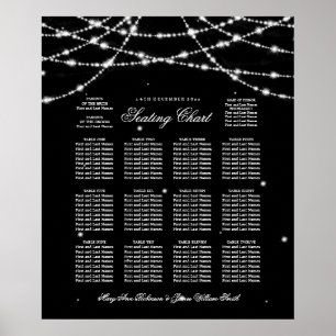 Wedding Seating Chart Sparkling String Black