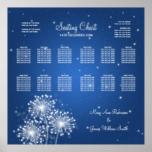 Wedding Seating Chart Summer Sparkle Sapphire Blue