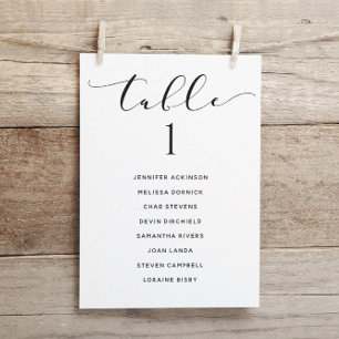Wedding Seating Chart Table List Card Elegant