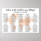 Wedding Seating Chart with Blush Map