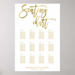 Wedding Seating Chart With Faux Gold Foil 24x36