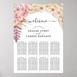 Wedding Seating Charts Pampas Grass Elegant