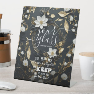 Wedding Seating Glass For The Night Find Your Seat Pedestal Sign