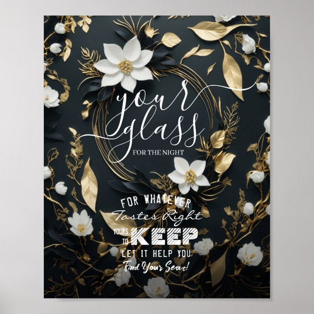 Wedding Seating Glass For The Night Find Your Seat Poster (Front)