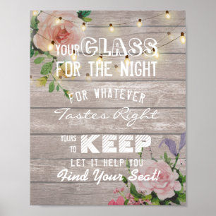 Wedding Seating Glass For The Night Find Your Seat Poster