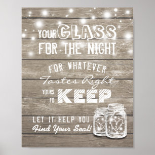 Wedding Seating Glass For The Night Find Your Seat Poster