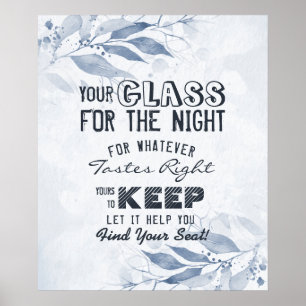 Wedding Seating Glass For The Night Find Your Seat Poster