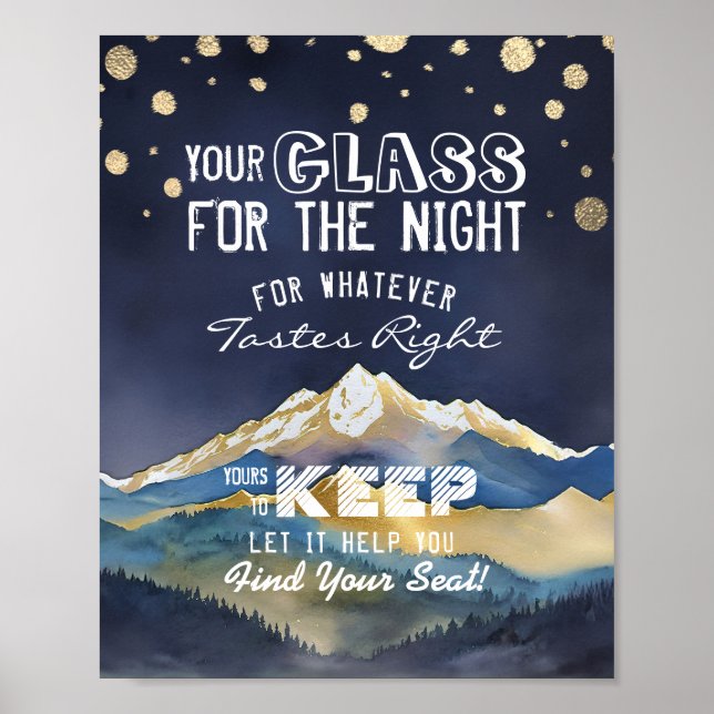 Wedding Seating Glass For The Night Find Your Seat Poster (Front)