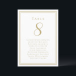 Wedding Seating List Guest Table Number Chic Gold<br><div class="desc">Our trendy wedding table number guest list features a template for the table number & list of guests at the table. Personalise elegant lettering and script with your guest's names & details in elegant yellow gold-tone colour on a crisp white background. Perfect addition for a wedding, anniversary or large engagement...</div>