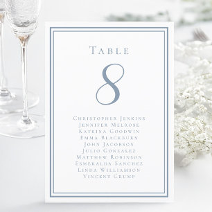Wedding Seating List Guest Table Number Dusty Blue