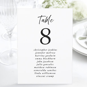 Wedding Seating List Guest Table Number Modern
